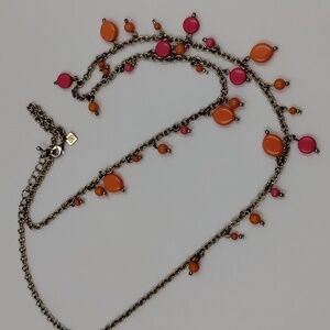 Banana Republic 16" layered beaded statement necklace coral/pink